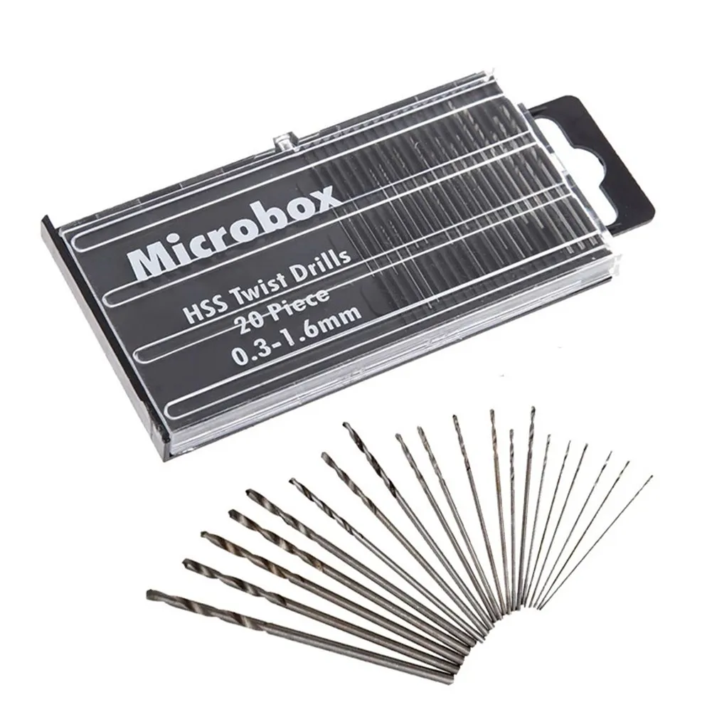 20Pcs Drill Bits For Precision Crafts Jewellery Watch Repair Model Making Hobby Work Electronics 0.3mm-1.6mm Mini HSS Spiral Dri