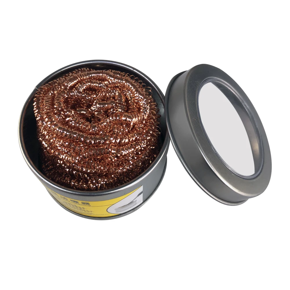 Cleaning Ball Desoldering Soldering Iron Mesh Filter Cleaning Nozzle Tip Copper Wire Cleaner Ball Metal Dross Box Clean Ball