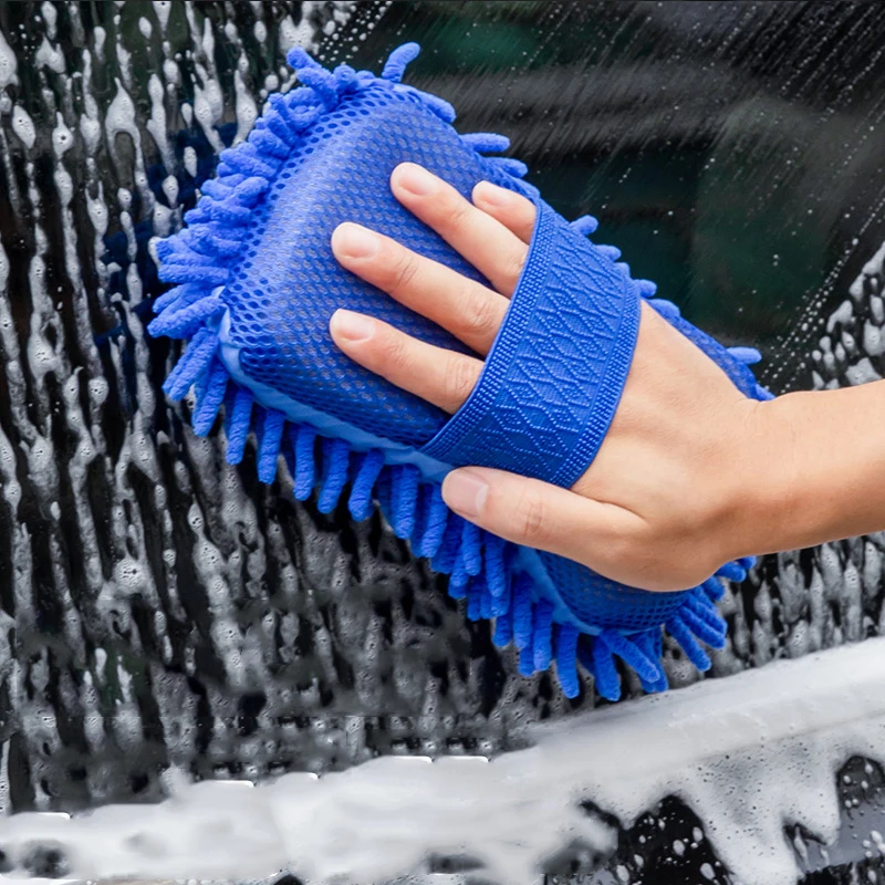 Chenille Car Wash Gloves Microfiber Wipe Car Sponge Scratch Free Car Wash Cleaning Coral Velvet Double-Sided Car Cleaning Tool