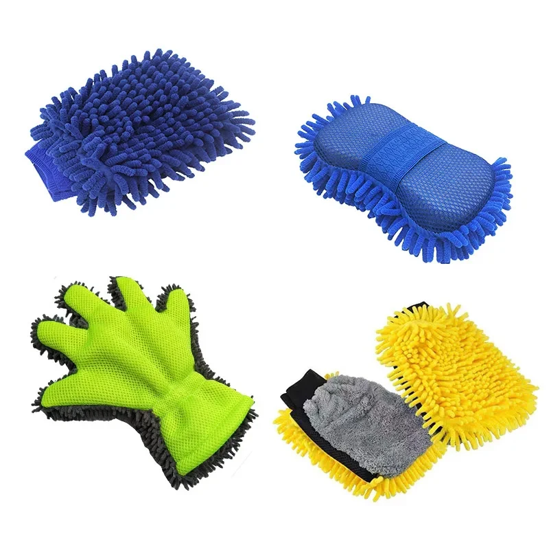 Chenille Car Wash Gloves Microfiber Wipe Car Sponge Scratch Free Car Wash Cleaning Coral Velvet Double-Sided Car Cleaning Tool