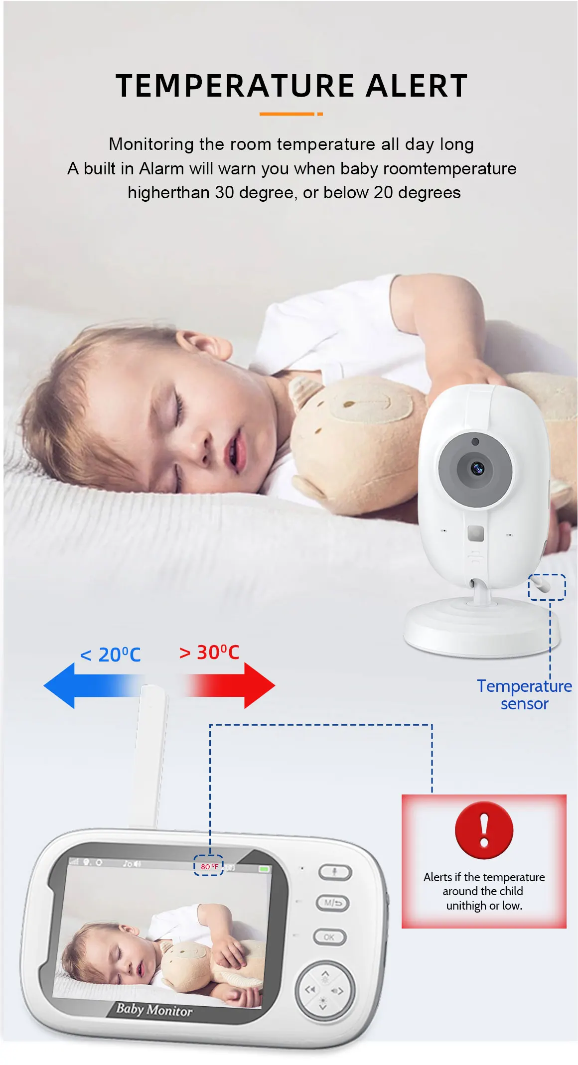 Cdycam New 3.5 inch Wireless Video Baby Monitor Night Vision Temperature Monitoring 2 Way Audio Talk Baby Nanny Security Camera