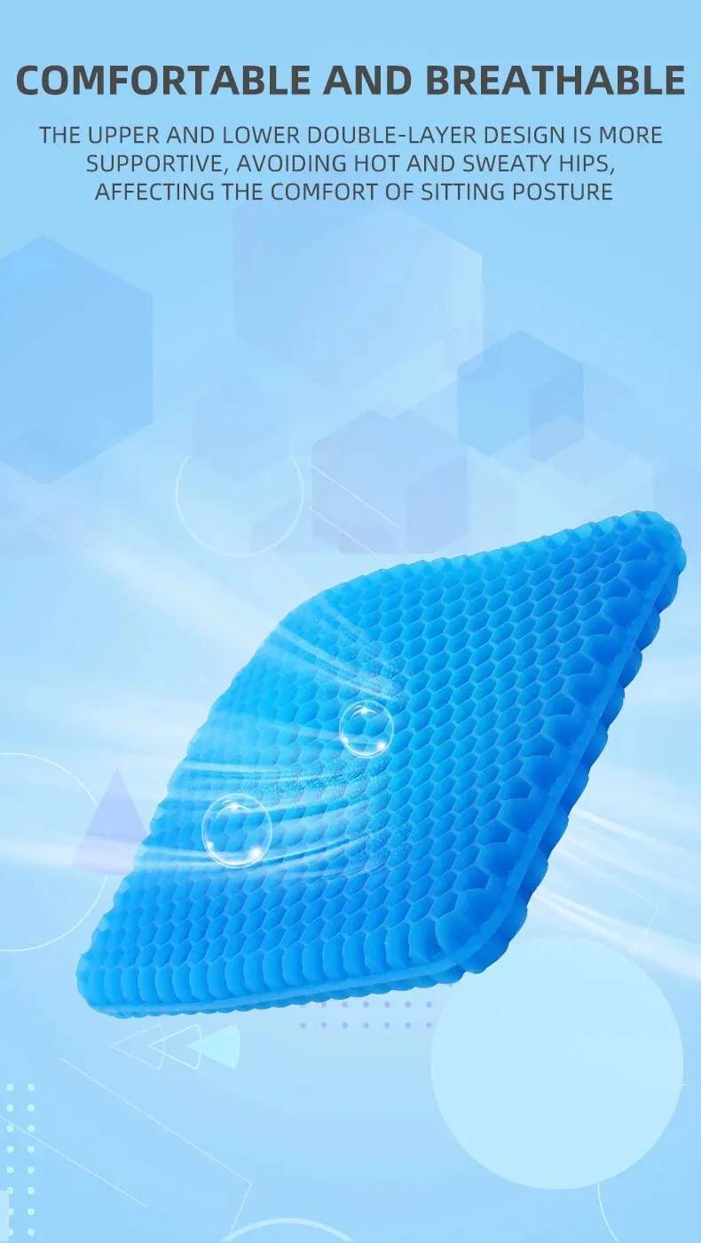 Gel Seat Cushion Summer Breathable Honeycomb Design For Pressure Relief Back Tailbone Pain - Home Office Wheelchair Chair Cars