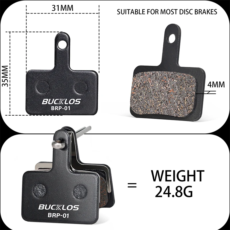 BUCKLOS Semi-Metal Mountain Bike Disc Brake Pads Semimetallic Hydraulic Disc Brake Pad Bicycle Brake Pads for SHIMANO B01S B05S