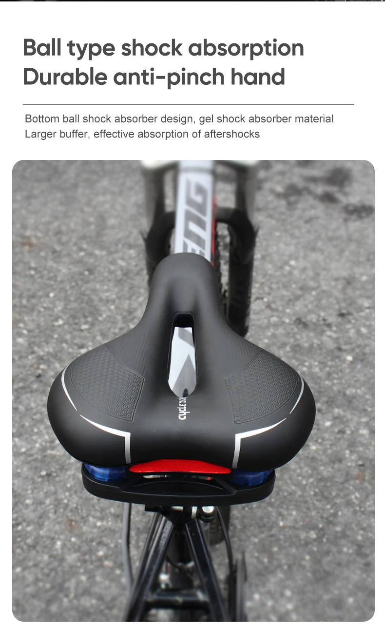 Hollow Breathable Bicycle Saddle Men Women MTB Road Bike Saddle Shock Absorbing Comfortable Big Butt Bike Seat Safety Warning