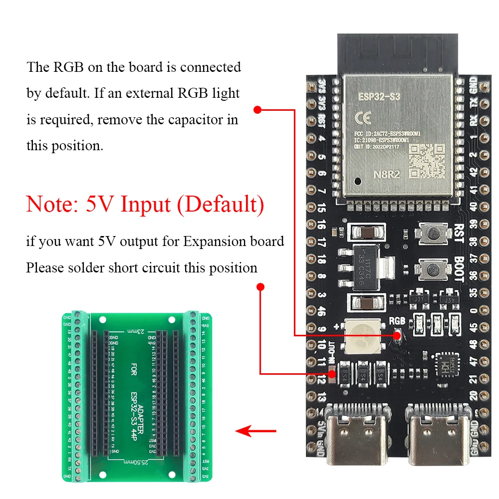 ESP32-S3 Wifi BT Module Development Board for Arduino IDE ESP32-S3 N16R8 N8R2 44Pin Type-C 16MB Flash 8M PSRAM ESP32 S3