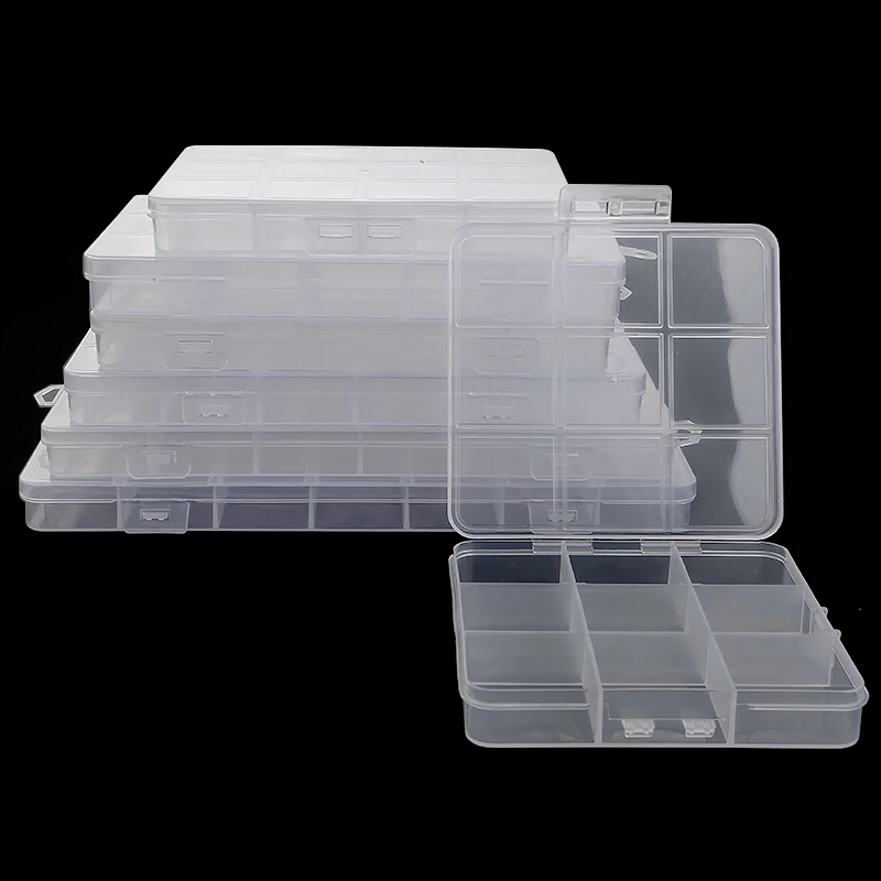 Transparent Storage Container Jewelry Box Clear Plastic Organizer Box Empty Earring Storage Organizer Display Case for Beads