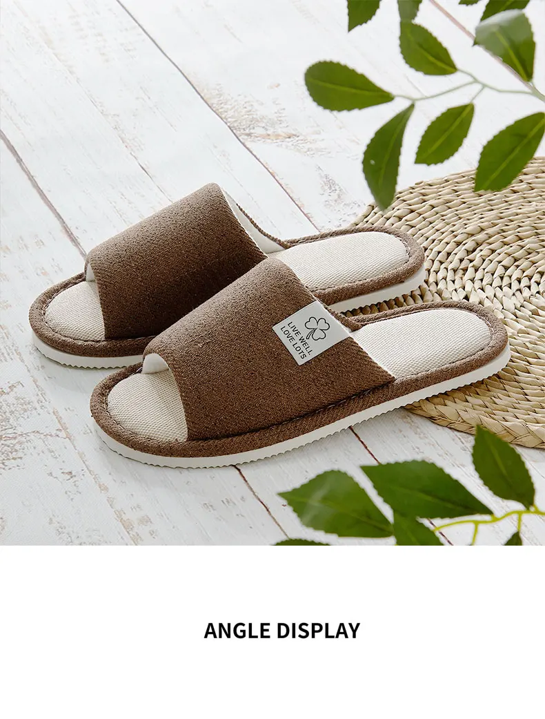 Home Linen Slippers For Men In Spring&Autumn Comfortable Bedroom Open-toed&Breathable Slippers Men's & Women's Shoes Summer