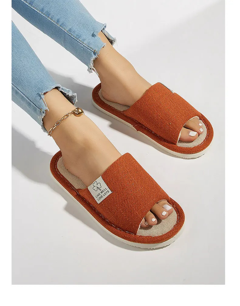 Home Linen Slippers For Men In Spring&Autumn Comfortable Bedroom Open-toed&Breathable Slippers Men's & Women's Shoes Summer