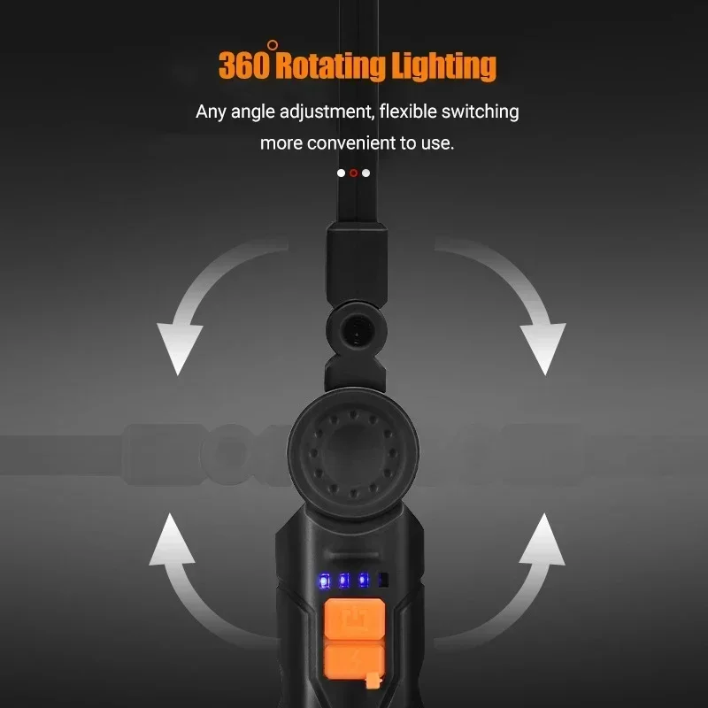 1pc COB LED Work Light Dimmable USB Rechargeable LED Flashlight Inspection Lamp With Magnet&Hook 14500/18650 Battery Torch Light