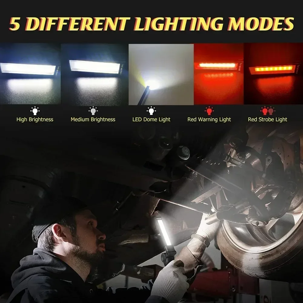 1pc COB LED Work Light Dimmable USB Rechargeable LED Flashlight Inspection Lamp With Magnet&Hook 14500/18650 Battery Torch Light