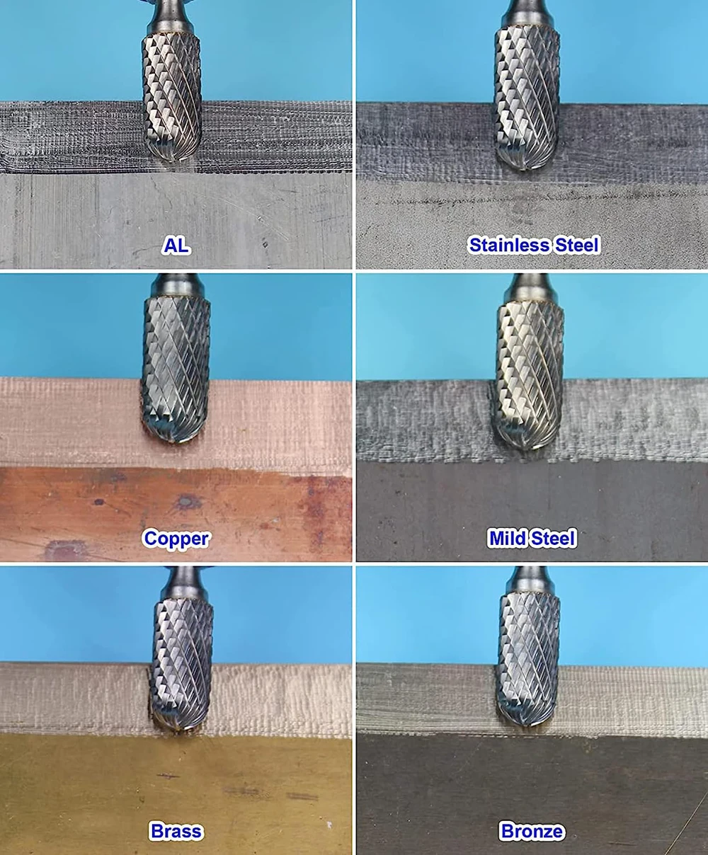 10PCS Carbide Burr Set Compatible with Dremel 1/8" Shank Die Grinder Rotary Tool Rasp Bits Wood Metal Carving Electric Grinding