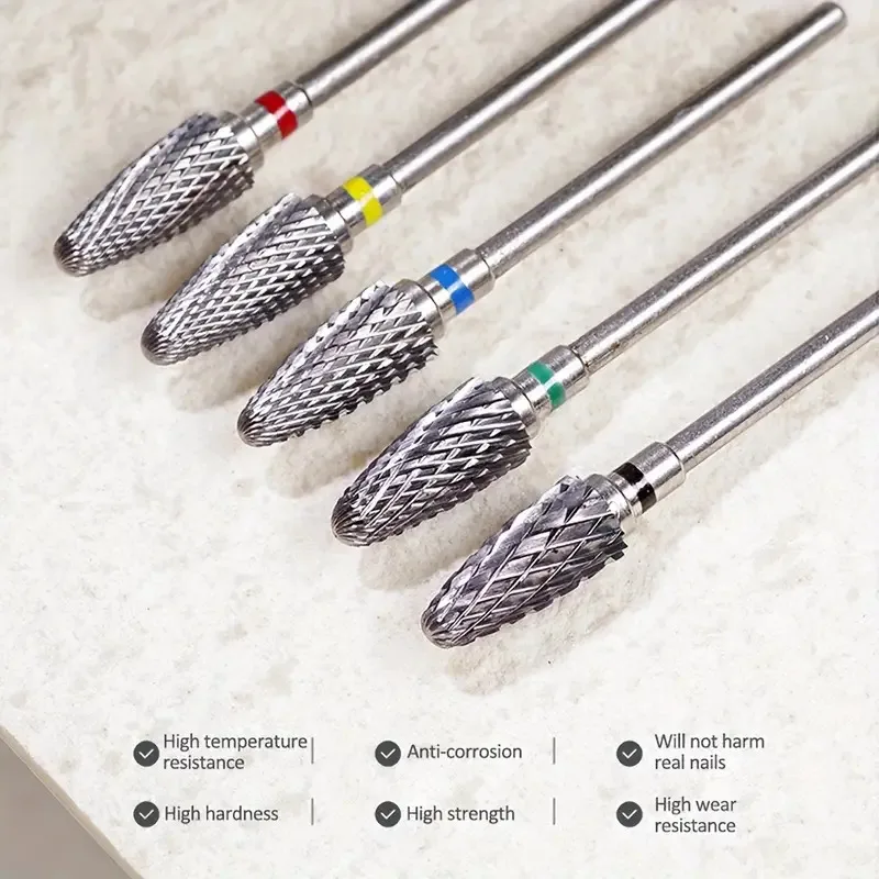 Tungsten Carbid Nail Drill Bits Electric Manicure Drill Accessory Milling Cutters for Nail Gel Polish Remover Nail Tools Efiles