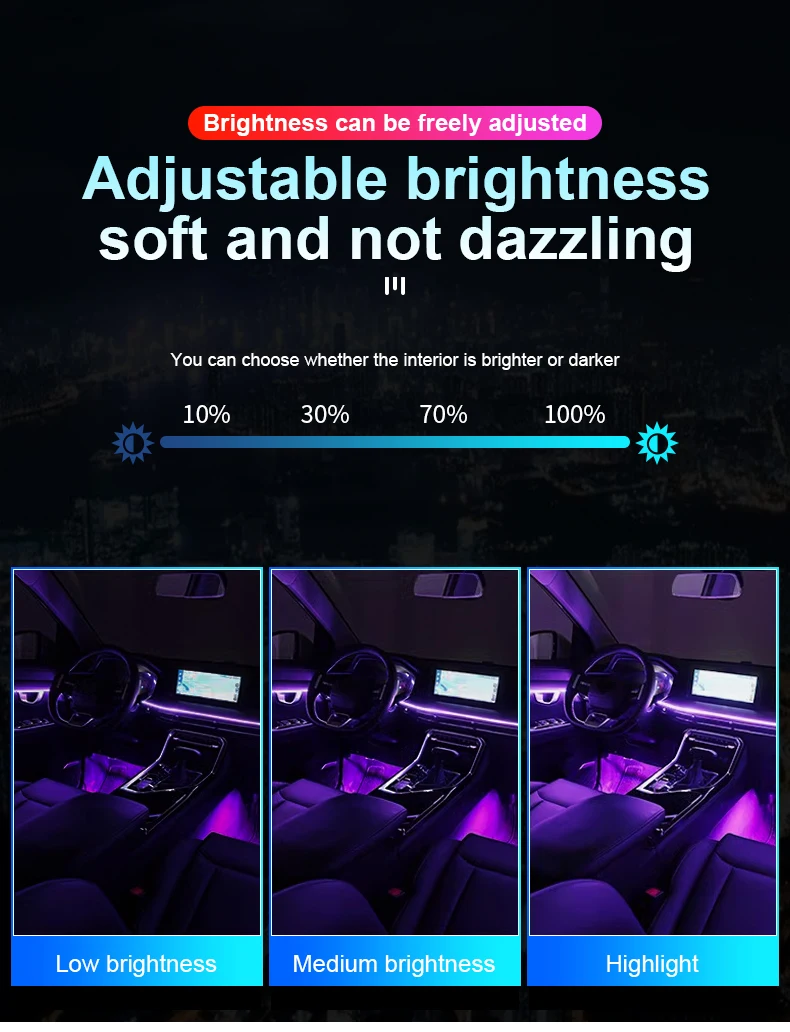 14/18 in 1 Led Acrylic Car Ambient Light RGB 64 213 Color Symphony Acrylic APP Streamer Atmosphere Lamp Kit One Zone Dual Zone