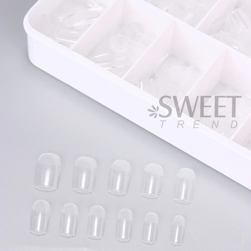 550pcs Soft Gel Nail Tips Medium Short Almond Coffin Full Cover Matte Extension Tool Acrylic Press on Nail French Manicure Decor