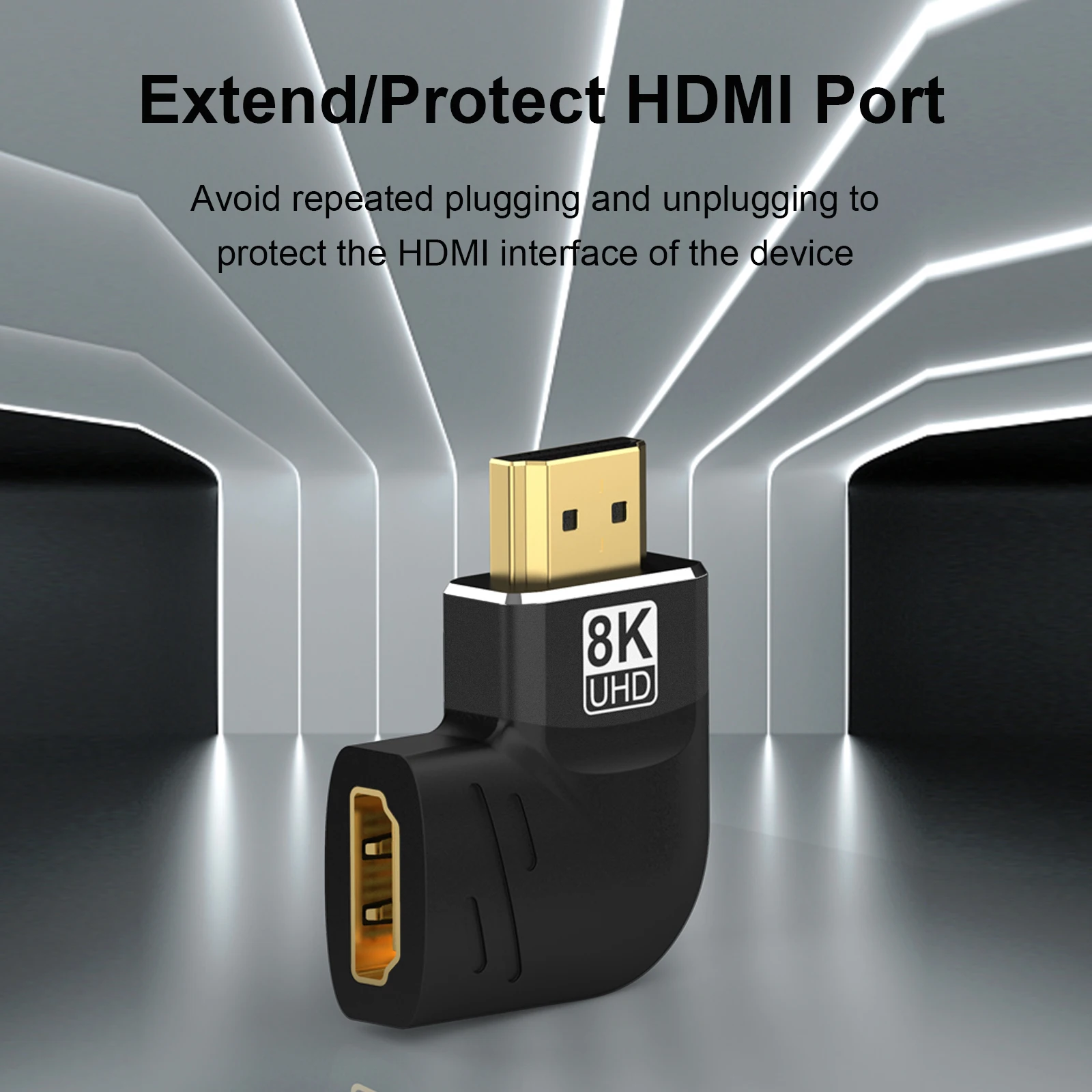 HDMI 90 and 270 Degree Adapter,HDMI 2.1 8K@60hz 2.0 4K@120hz 2K Right Angle HDMI L Adapter for HDTV PS4 PS5 Lapto