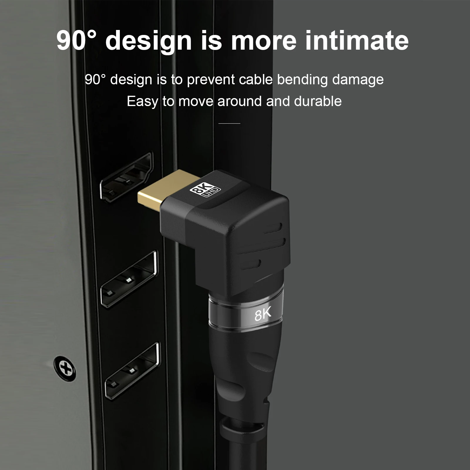 HDMI 90 and 270 Degree Adapter,HDMI 2.1 8K@60hz 2.0 4K@120hz 2K Right Angle HDMI L Adapter for HDTV PS4 PS5 Lapto