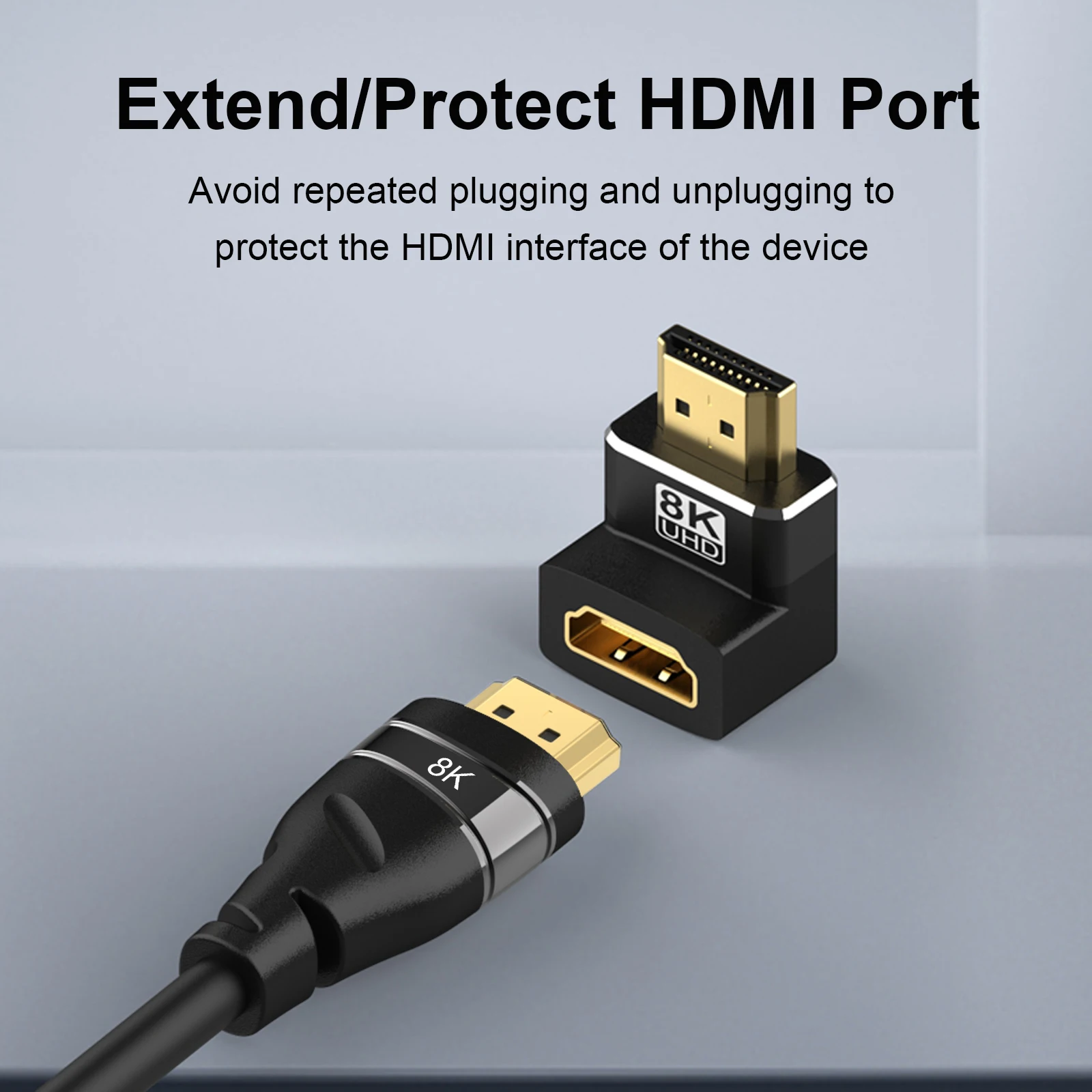 HDMI 90 and 270 Degree Adapter,HDMI 2.1 8K@60hz 2.0 4K@120hz 2K Right Angle HDMI L Adapter for HDTV PS4 PS5 Lapto