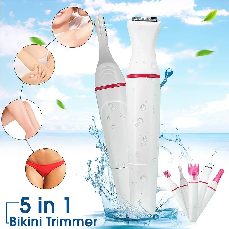 5 In 1 Set Women Epilator Female Eyebrow Trimmer Lady Shaver Hair Removal Shaver Machine Face Depilador Bikini Depilatory Tool