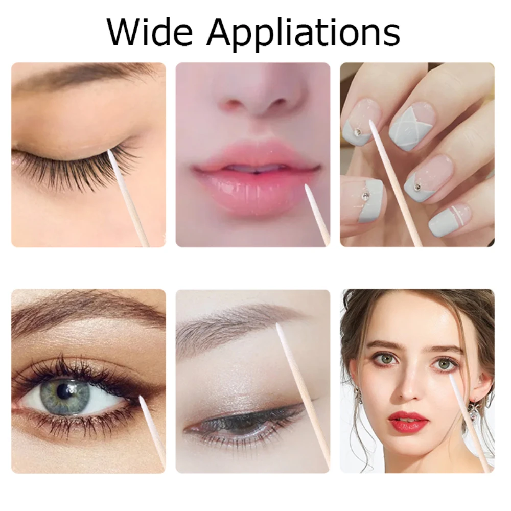 100/300/500 Nails Wooden Tip Cotton Stick Buds Disposable Ultra-Detail Corrector Nail Polish Remover Clean Sticks Manicure Tools