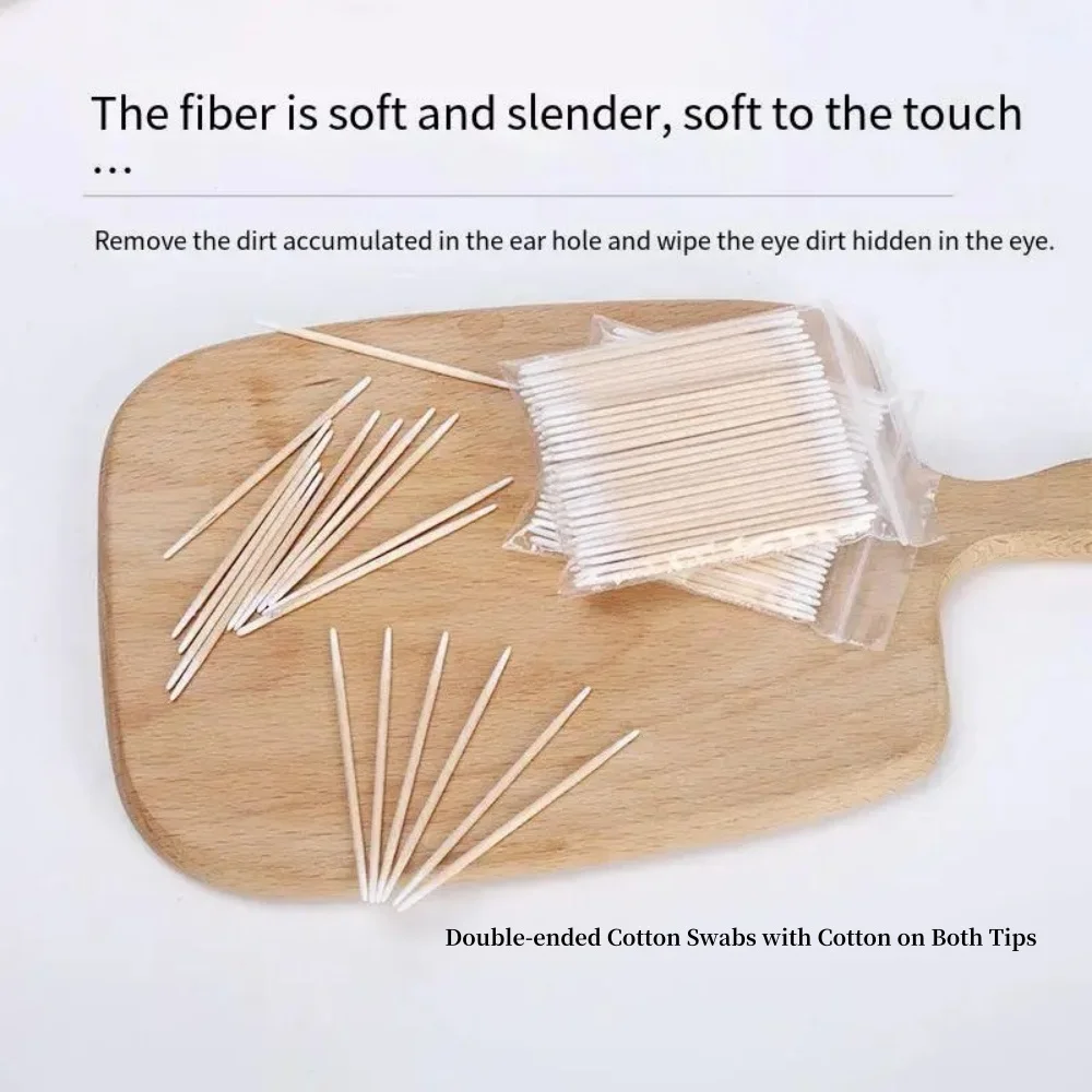 100/300/500 Nails Wooden Tip Cotton Stick Buds Disposable Ultra-Detail Corrector Nail Polish Remover Clean Sticks Manicure Tools