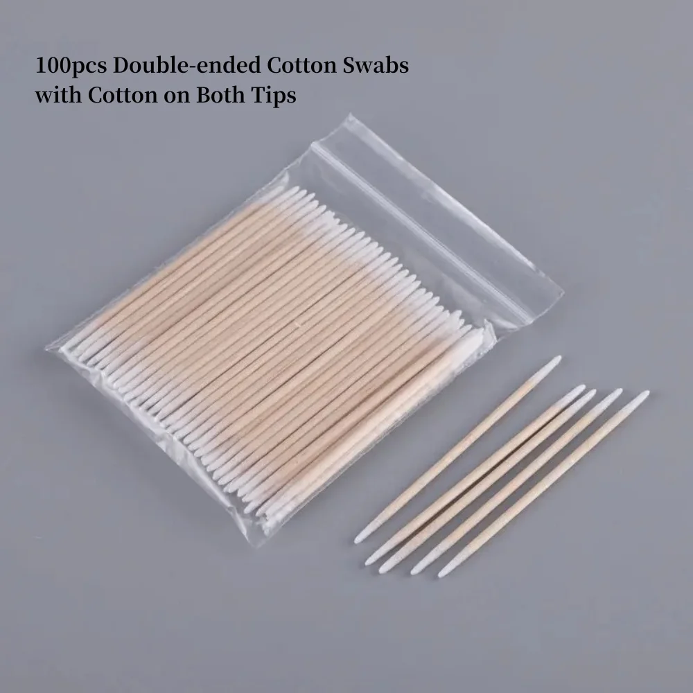 100/300/500 Nails Wooden Tip Cotton Stick Buds Disposable Ultra-Detail Corrector Nail Polish Remover Clean Sticks Manicure Tools