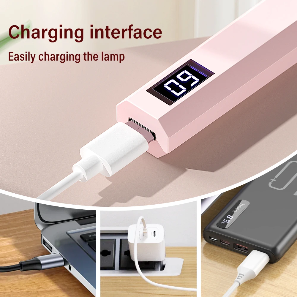 YIKOOLIN Portable Rechargeable UV LED Nail Dryer Mini Gel Polish Curing Lamp 2 Timing Modes USB Charging Manicure Tool Home Use
