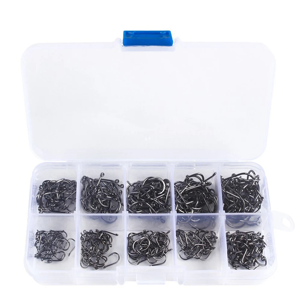 100-1000pcs Fish Hooks with barbed fishhook For Bait With Plastic Box Kit For Saltwater Freshwater fishing tools