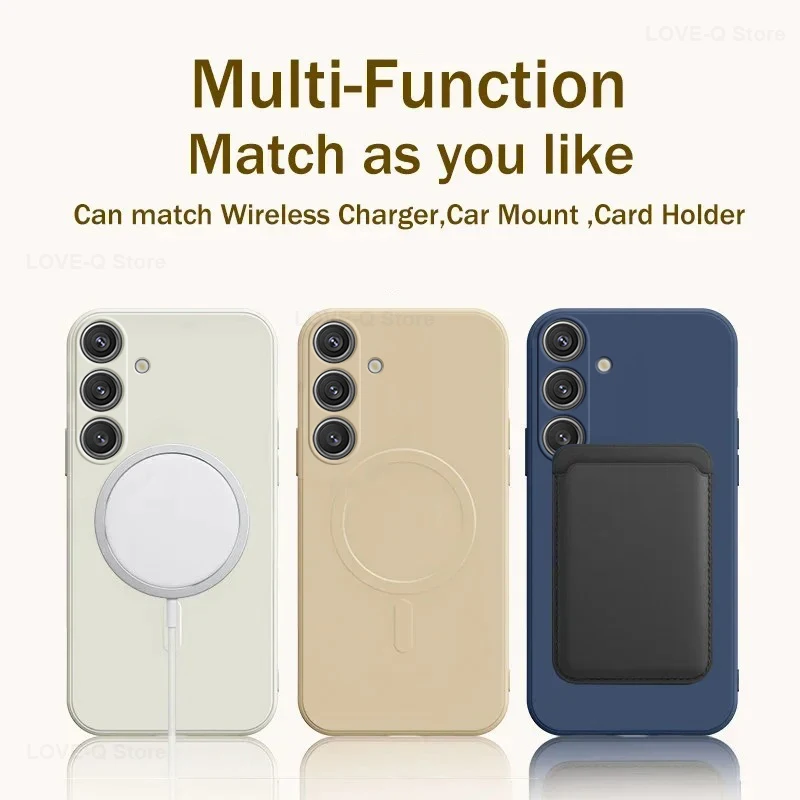 For Magsafe Magnetic Phone Case For Samsung Galaxy S26 S25 S24 S23 S 26 Ultra S26Ultra Plus FE Soft Cases Liquid Silicone Cover