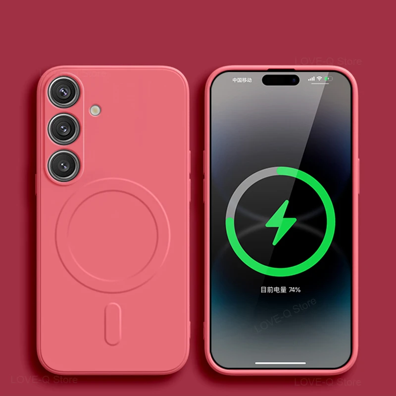 For Magsafe Magnetic Phone Case For Samsung Galaxy S26 S25 S24 S23 S 26 Ultra S26Ultra Plus FE Soft Cases Liquid Silicone Cover