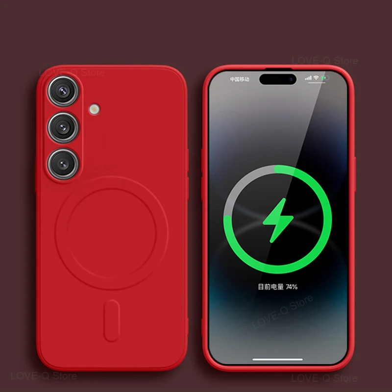 For Magsafe Magnetic Phone Case For Samsung Galaxy S26 S25 S24 S23 S 26 Ultra S26Ultra Plus FE Soft Cases Liquid Silicone Cover