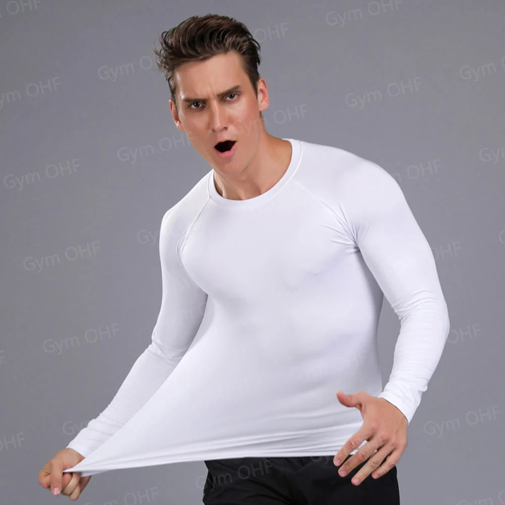 Men's Solid Color Short Sleeved T-shirt Compressed Quick Drying Breathable Training Suit Fitness Jujitsu Rashguard Top Gym Sport