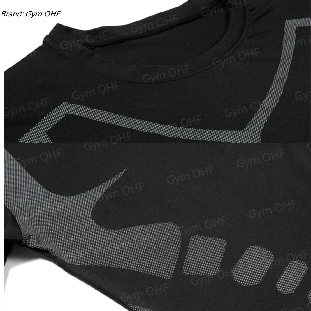 Men's Solid Color Short Sleeved T-shirt Compressed Quick Drying Breathable Training Suit Fitness Jujitsu Rashguard Top Gym Sport