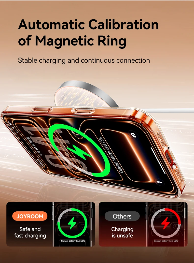Joyroom Magnetic Case For iPhone 18 Pro Max Case Anti Yellow Transparent Cover For iPhone 18 17 16 15 Pro Wireless Charger Cover