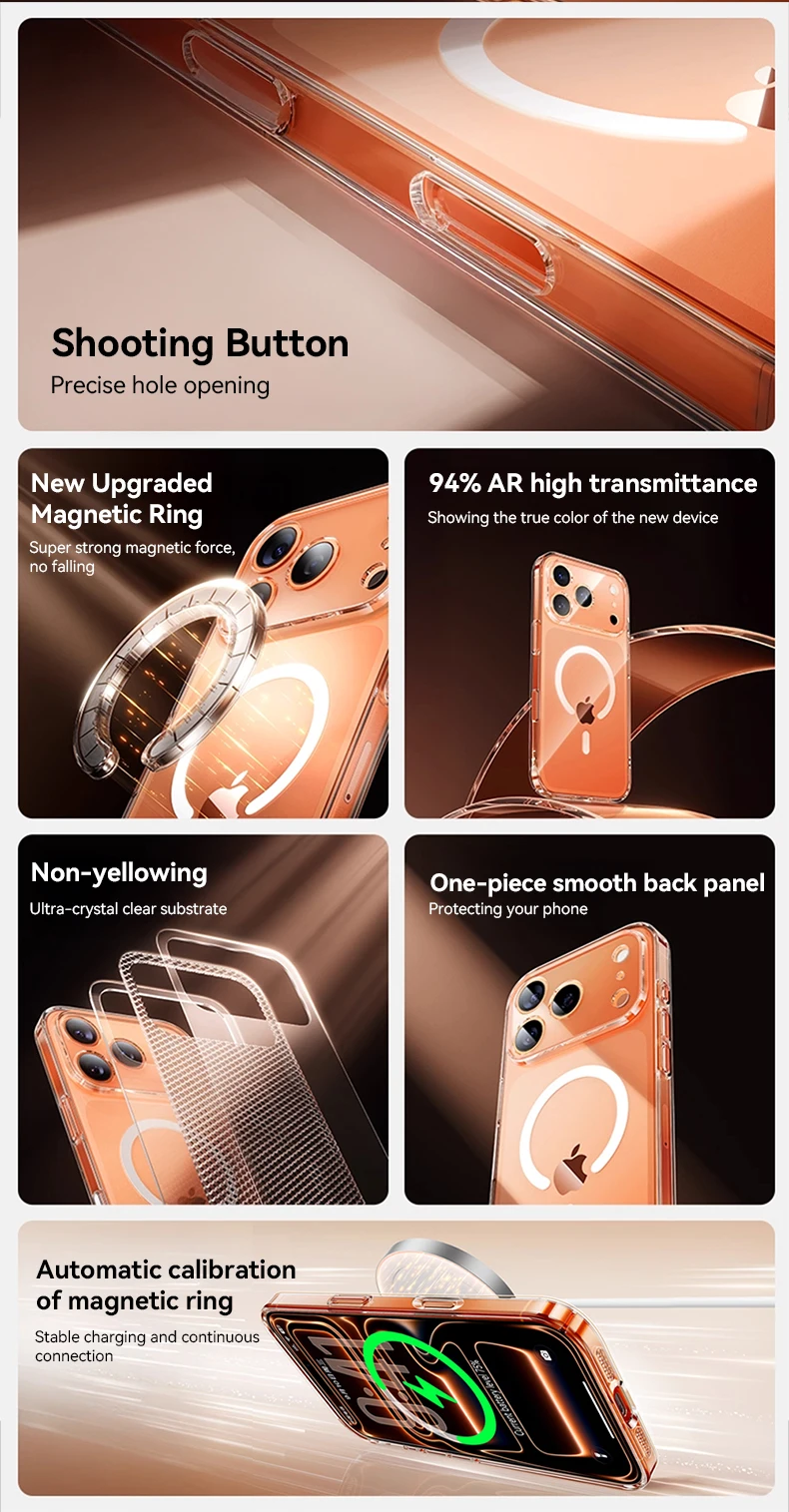 Joyroom Magnetic Case For iPhone 18 Pro Max Case Anti Yellow Transparent Cover For iPhone 18 17 16 15 Pro Wireless Charger Cover