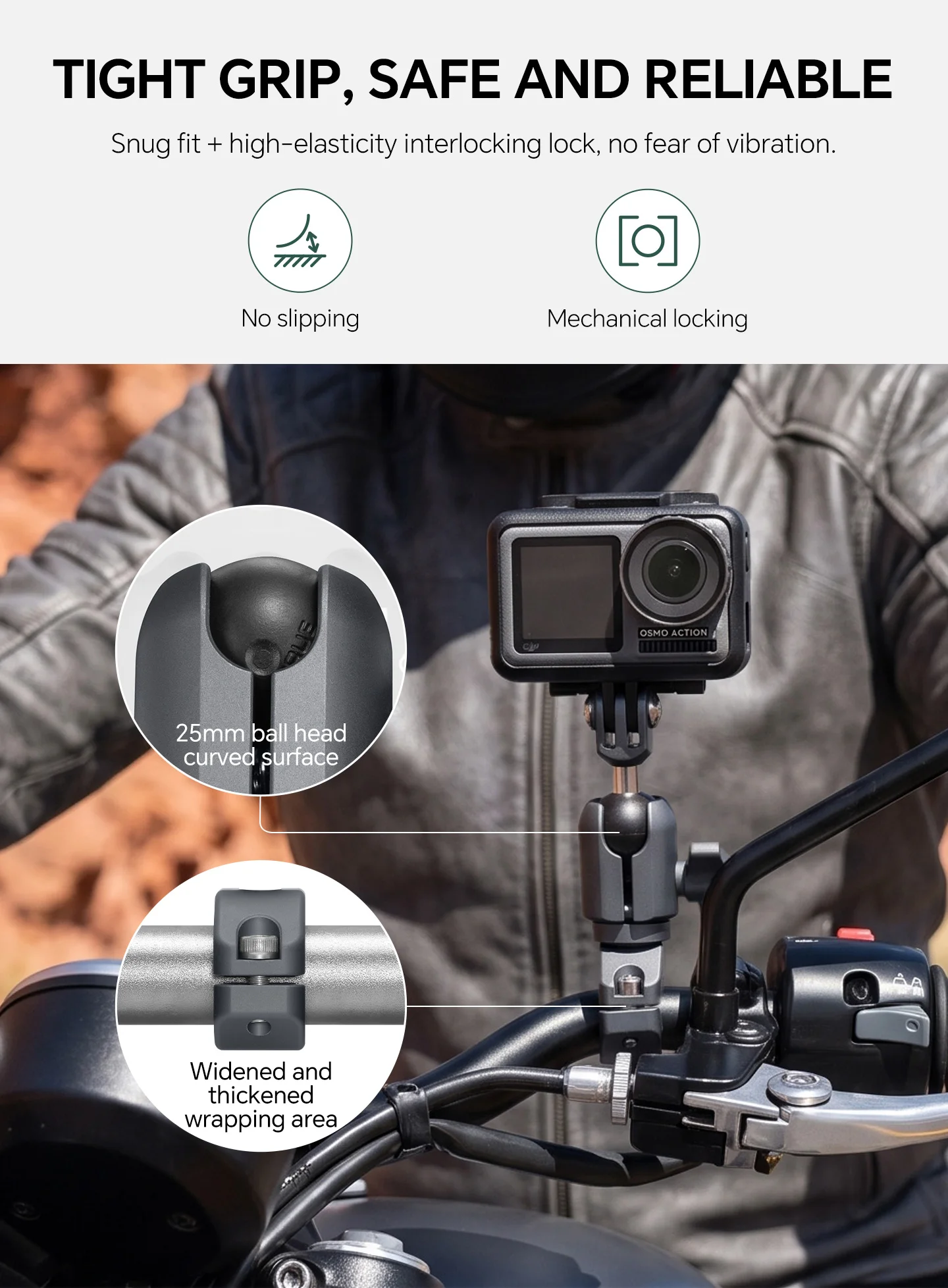 FANAUE Motorcycle Mobile Phone Holder Extension Handlebar Hoop Ball Head Base Sports Camera Quick Disassembly Anti-theft