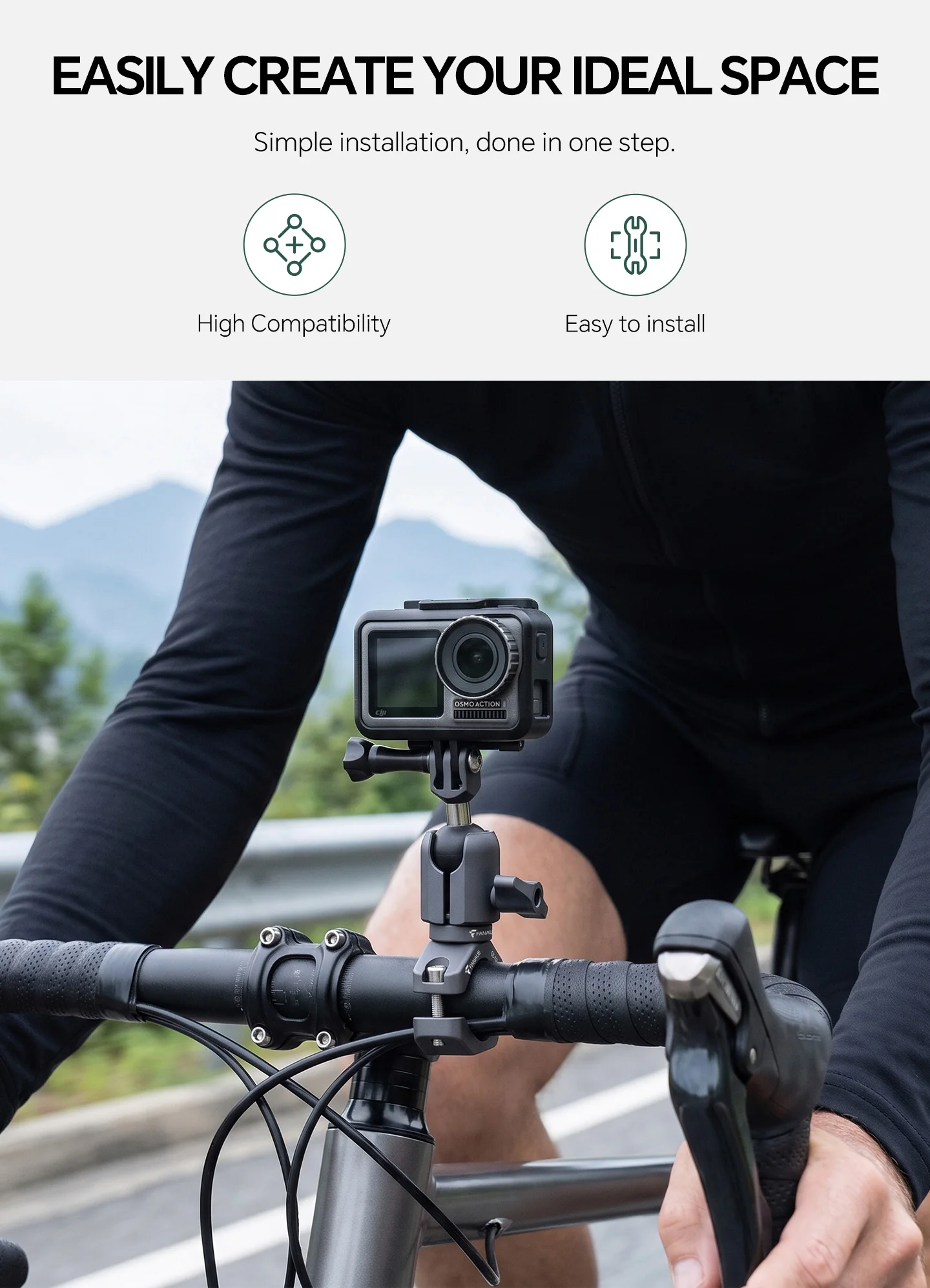 FANAUE Motorcycle Mobile Phone Holder Extension Handlebar Hoop Ball Head Base Sports Camera Quick Disassembly Anti-theft