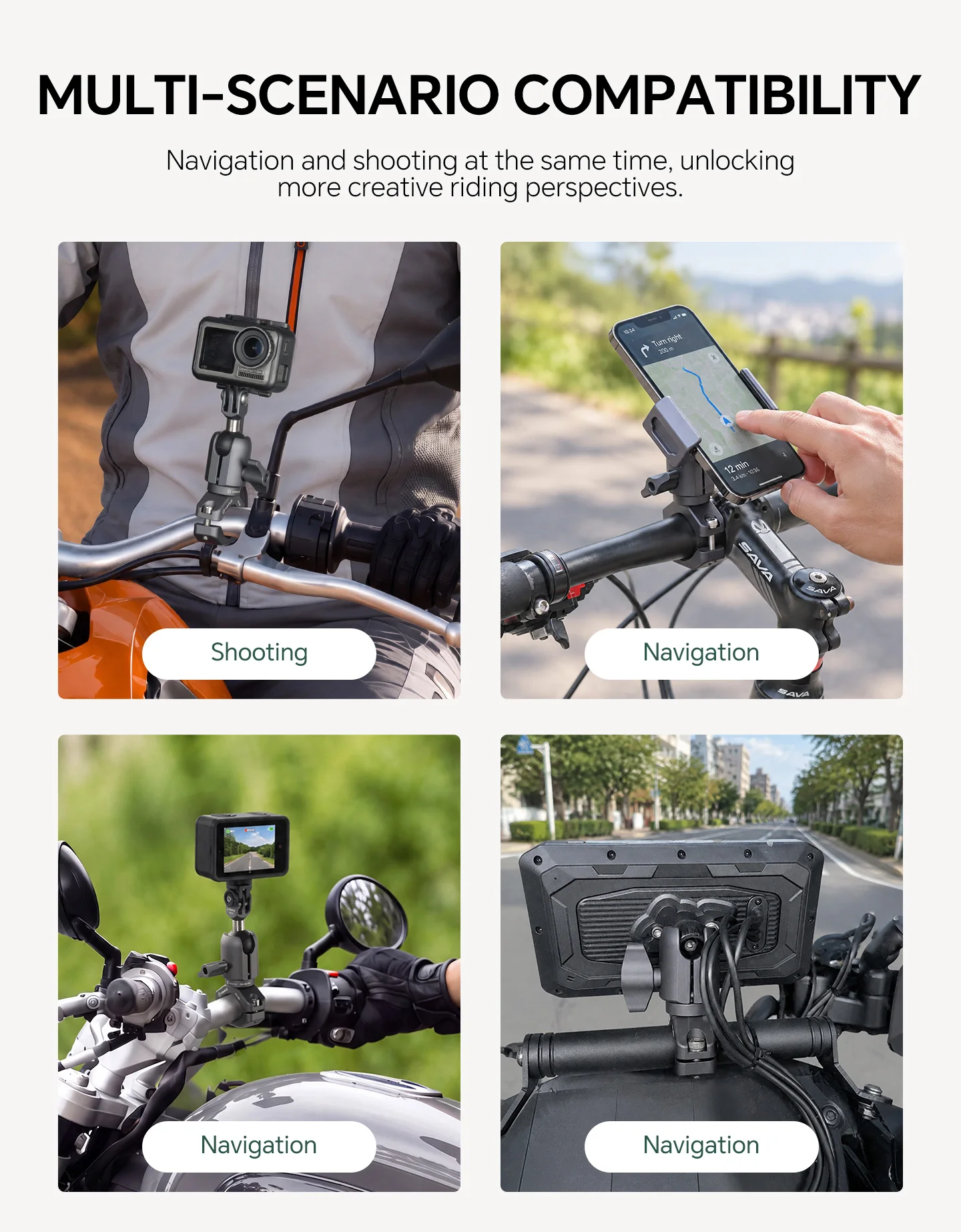 FANAUE Motorcycle Mobile Phone Holder Extension Handlebar Hoop Ball Head Base Sports Camera Quick Disassembly Anti-theft