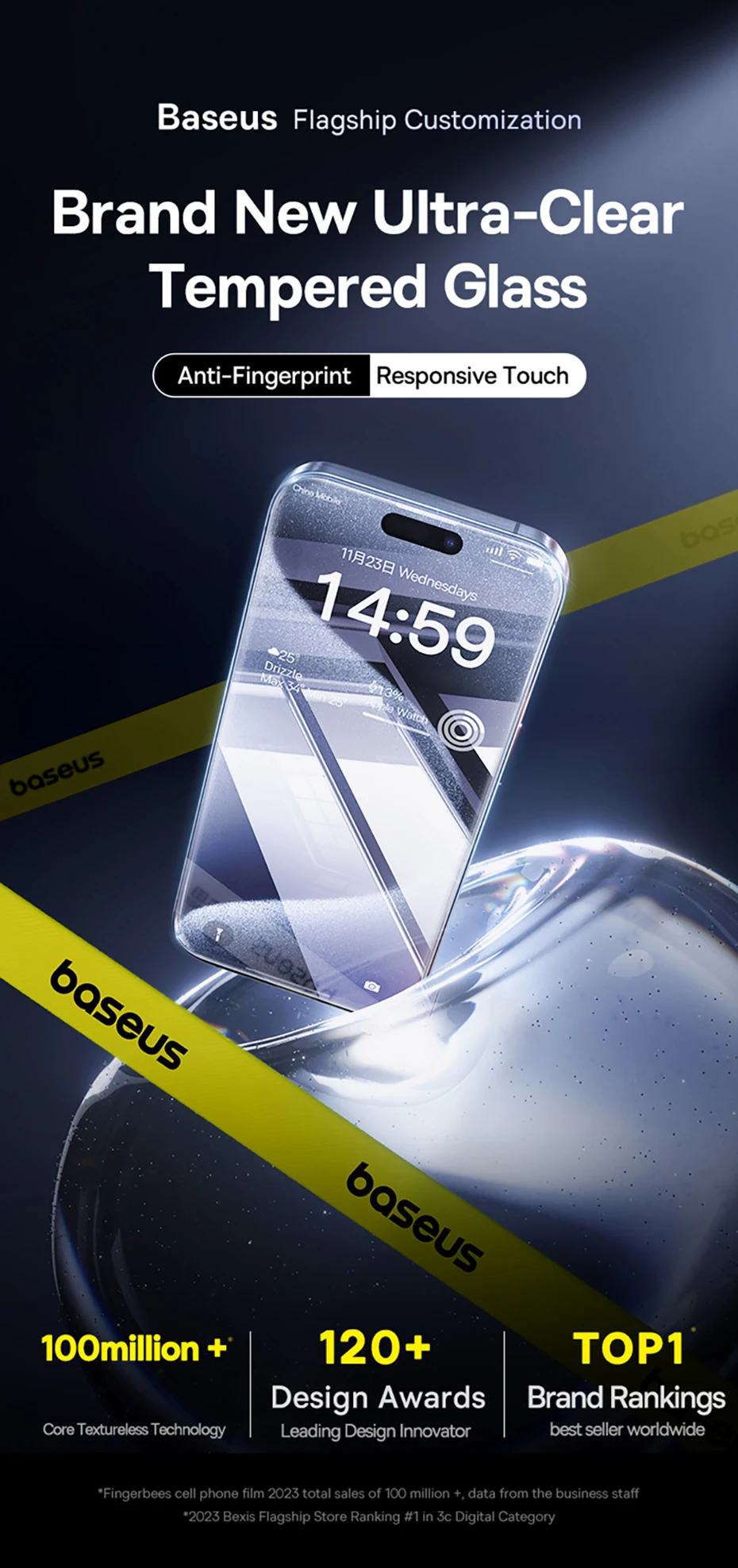 Baseus Tempered Glass for iPhone 17 16 Pro Max Screen Protector for iPhone 15 14 Pro Max Clear Edge Anti-Peeping Protective Film