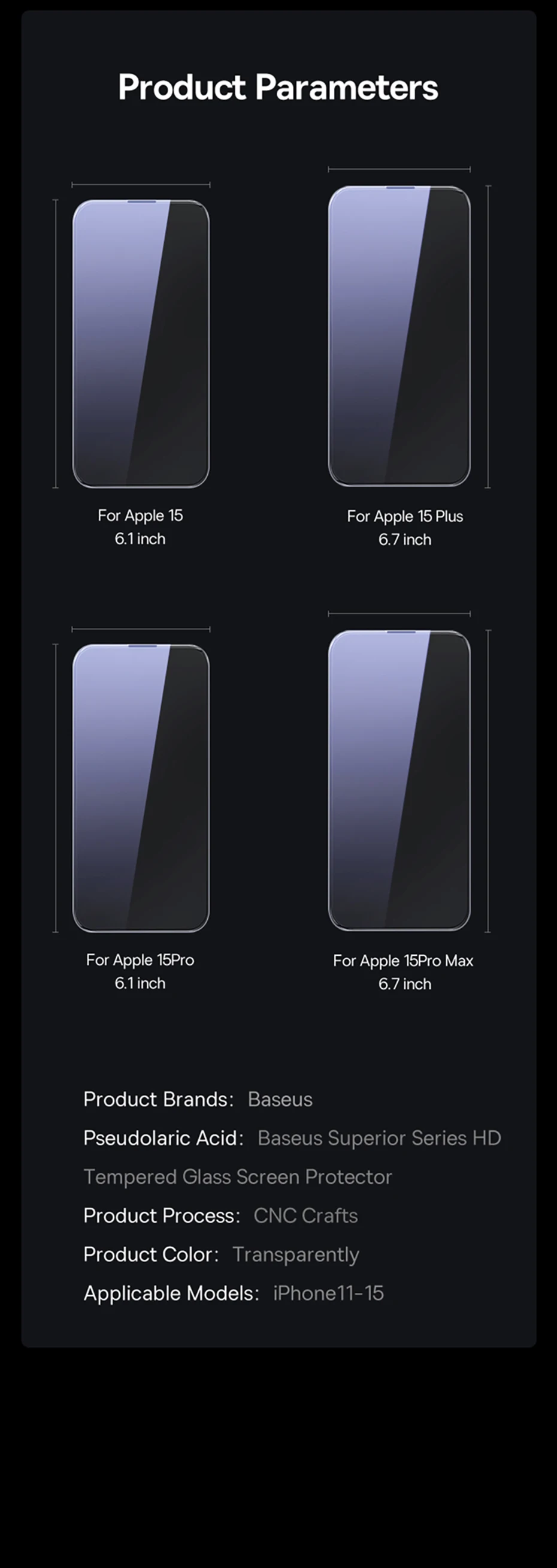 Baseus Tempered Glass for iPhone 17 16 Pro Max Screen Protector for iPhone 15 14 Pro Max Clear Edge Anti-Peeping Protective Film