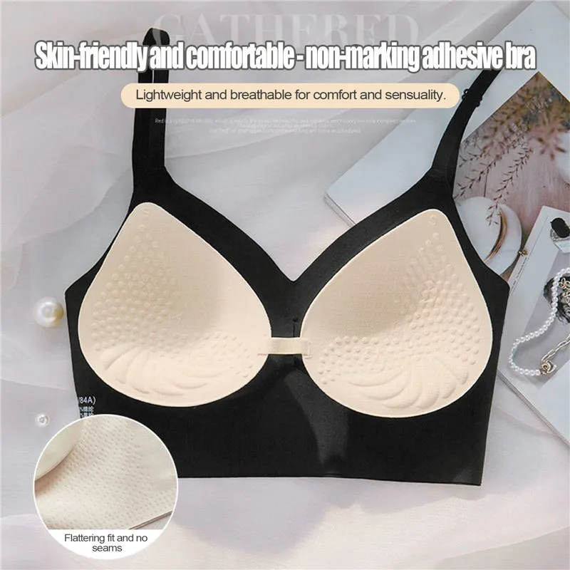 Women Invisible Bra Deep U Plunge Bras Backless Top for Dresses Sexy Lingerie with Transparent Strap Push Up Strapless Underwea