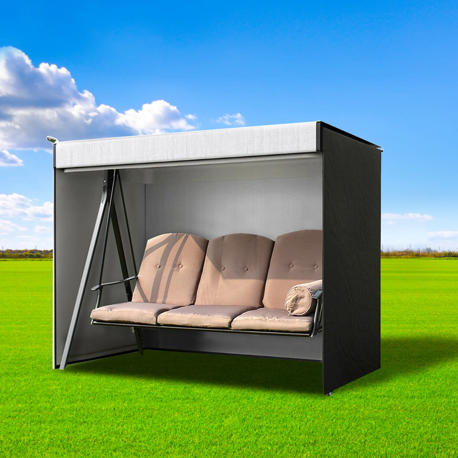 Outdoor Swing Cover 210D Oxford Cloth Windproof and Rainproof Swing Top Cover Garden Swing Seat Cover for Swings, Benches