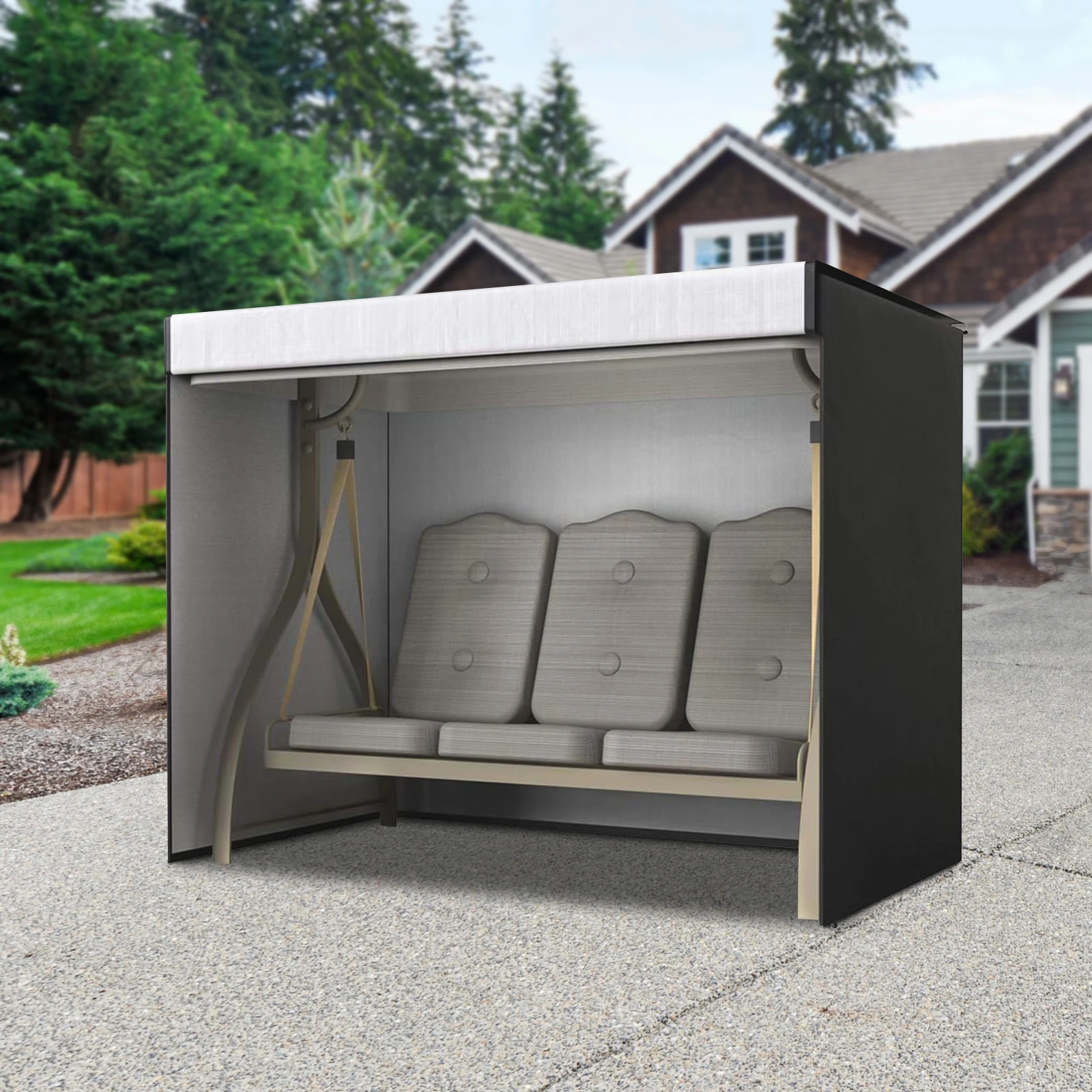 Outdoor Swing Cover 210D Oxford Cloth Windproof and Rainproof Swing Top Cover Garden Swing Seat Cover for Swings, Benches