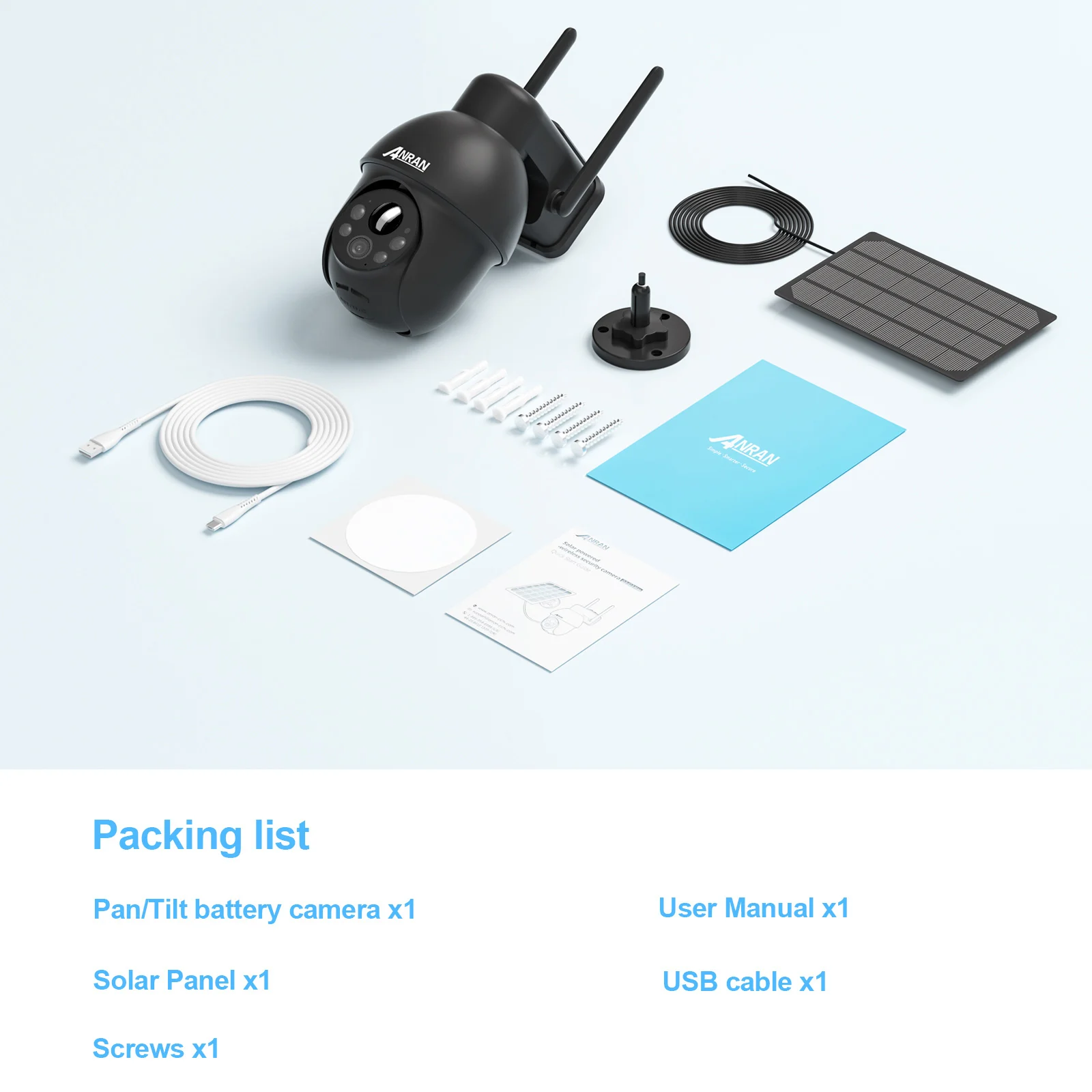ANRAN 3MP Outdoor Surveillance Camera Alexa-Compatible 2.4G Wireless WiFi Solar Battery Camera Spotlight PIR Motion Detect