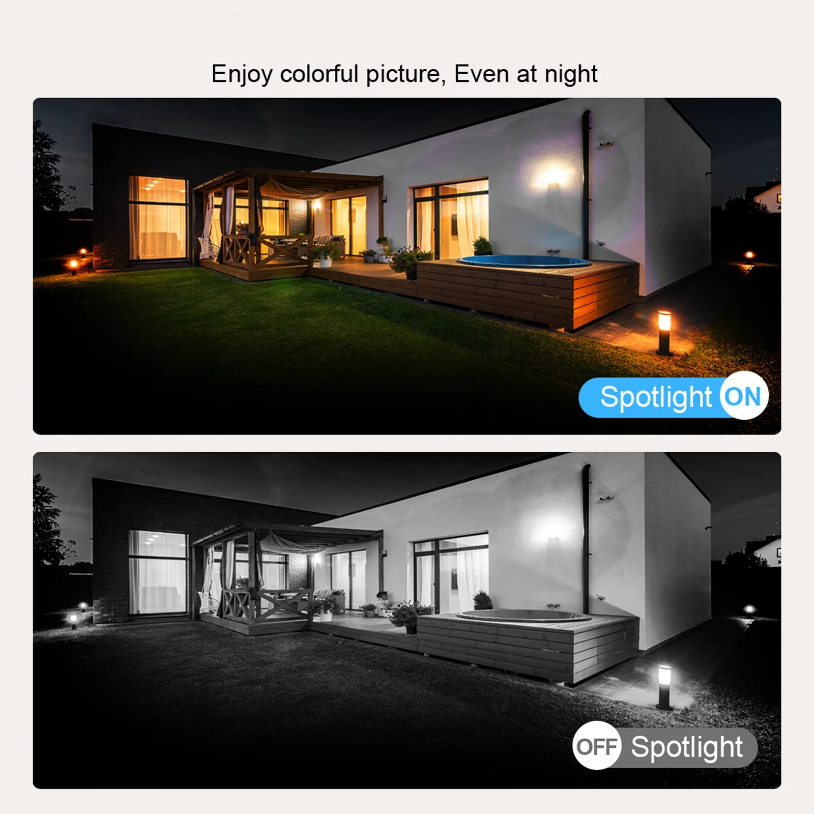 ANRAN 3MP Outdoor Surveillance Camera Alexa-Compatible 2.4G Wireless WiFi Solar Battery Camera Spotlight PIR Motion Detect