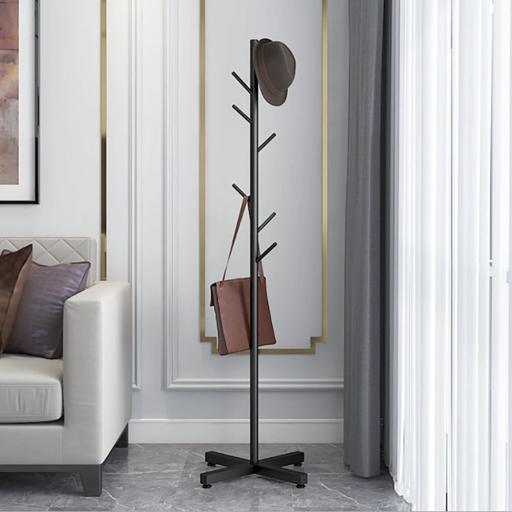 Modern Rack Gold/Black Free Standing 7 Hooks Hall Tree In Corner Gold Hat Hanger & Coat Racks Stand Entryway Organizer