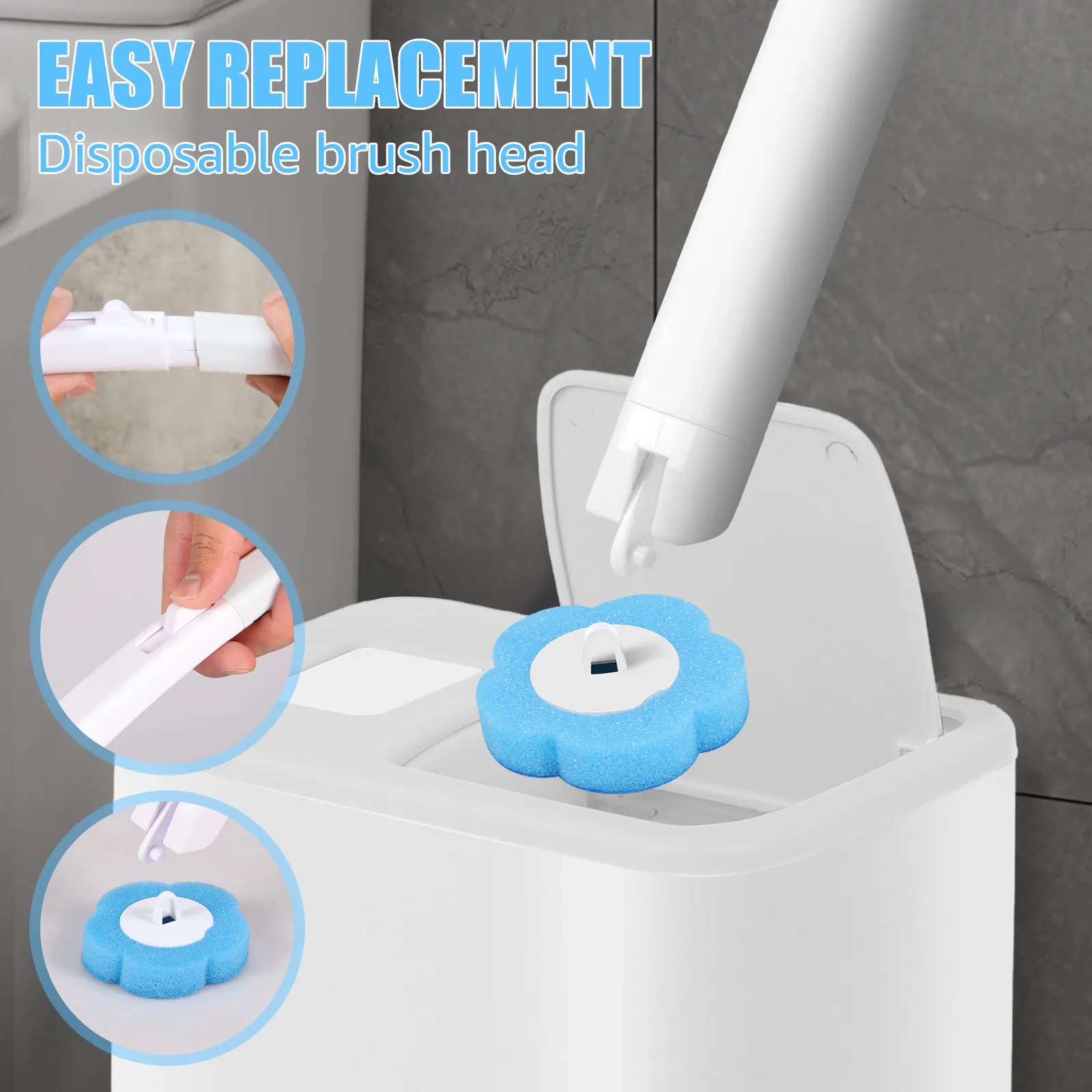 18/36Pcs Toilet Brush With Disposable Replacement Head Kits Upgrade Long Handle Bathroom Cleaning Brush For Home Wc Accessories
