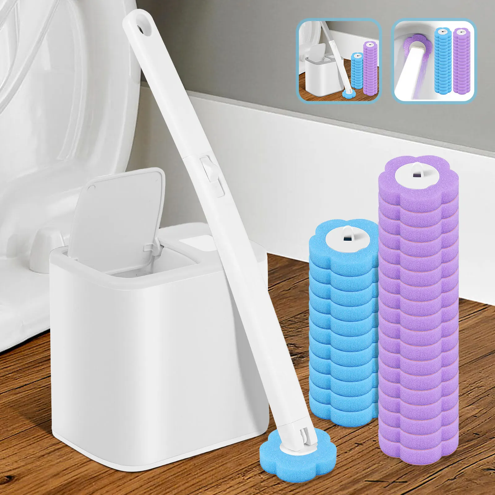 18/36Pcs Toilet Brush With Disposable Replacement Head Kits Upgrade Long Handle Bathroom Cleaning Brush For Home Wc Accessories