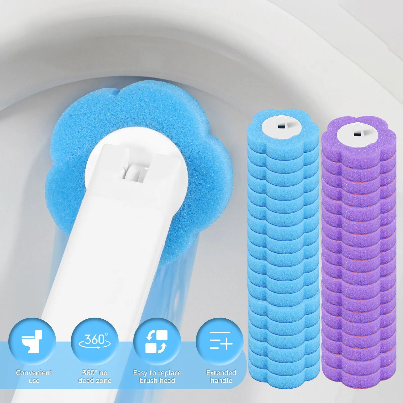 18/36Pcs Toilet Brush With Disposable Replacement Head Kits Upgrade Long Handle Bathroom Cleaning Brush For Home Wc Accessories