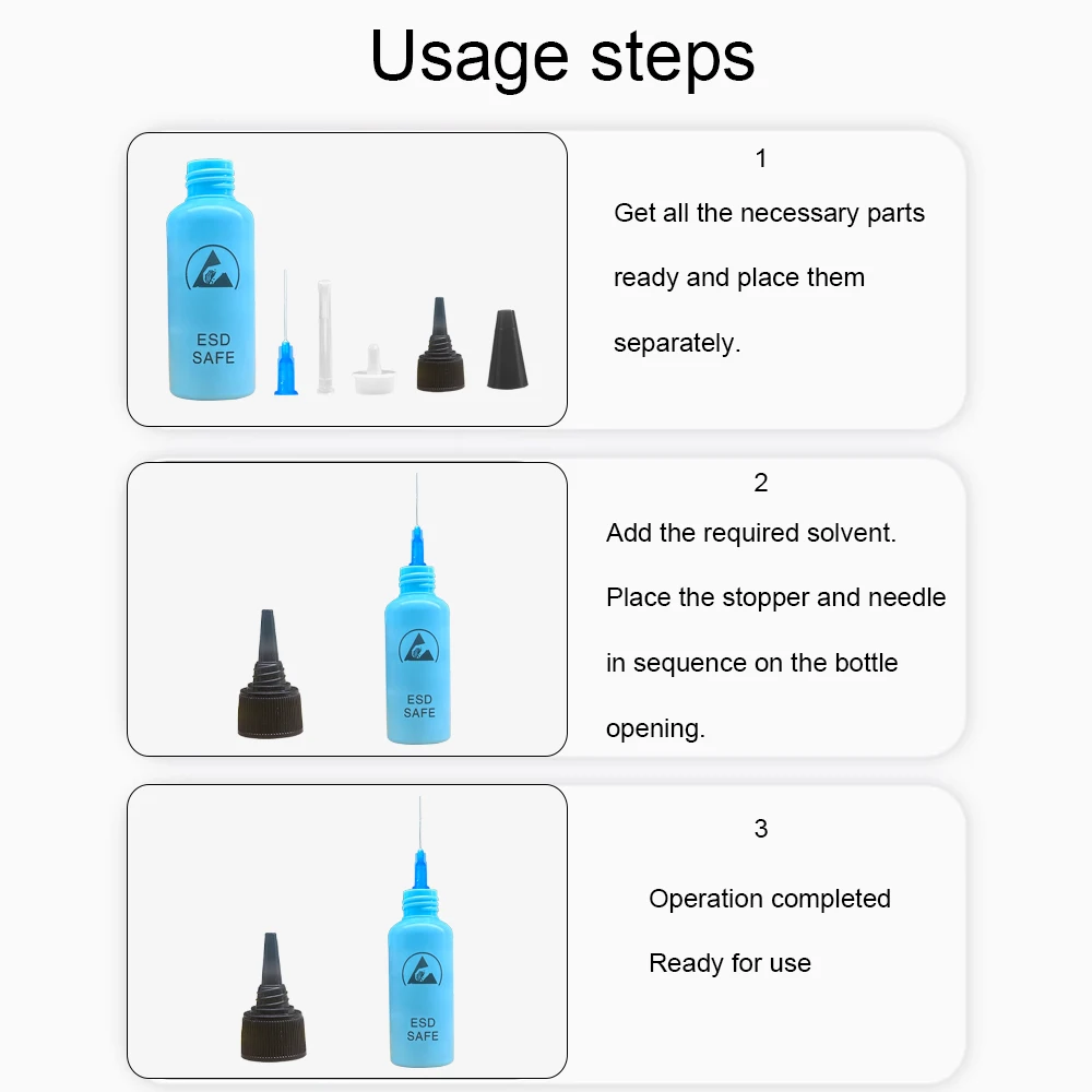 Alcohol Bottle Dispensing Rosin Washing Plate Water Anti-Static Solvent Bottle with Needle 65ML Leak-Proof Mobile Phone Repair