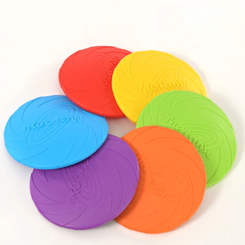 Dog Toys Silicone Flying Disc Fashion Multicolor Resistant Chew Toys Puppy Outdoor Game Trainning Interactive Supplies
